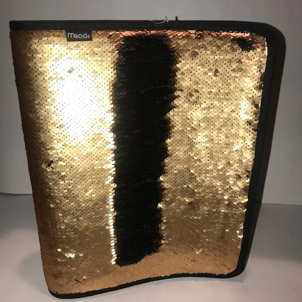 Mead sequin gold black Binder school office supplies